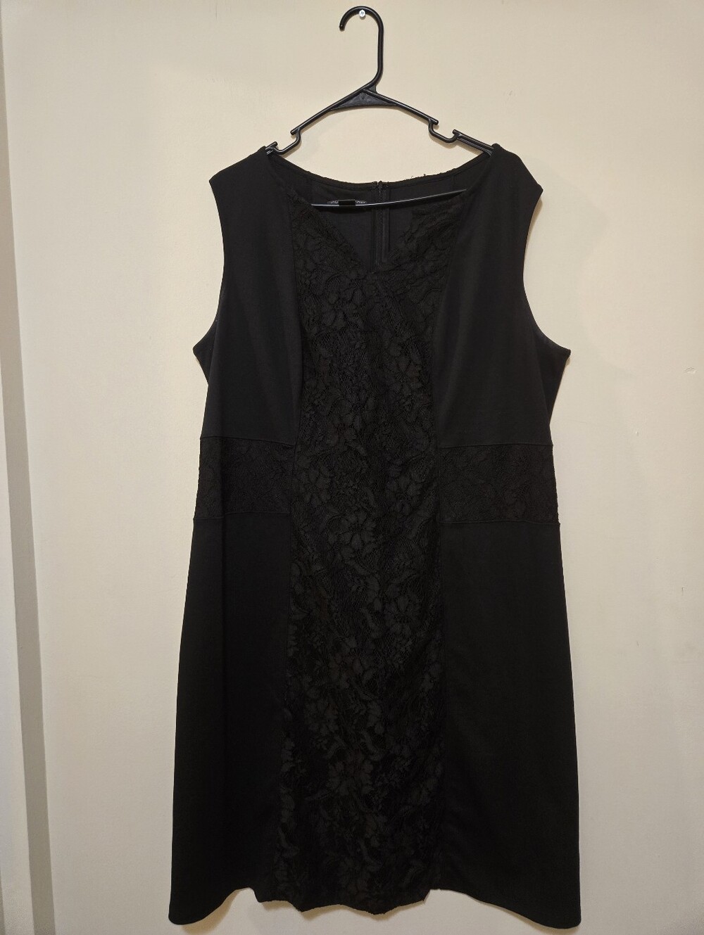 Women's Black Lace Detail Knee-Length Sleeveless Dress Covington Cobalt Size 2x